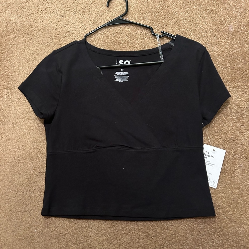 SO Women's Black V-Neck Top